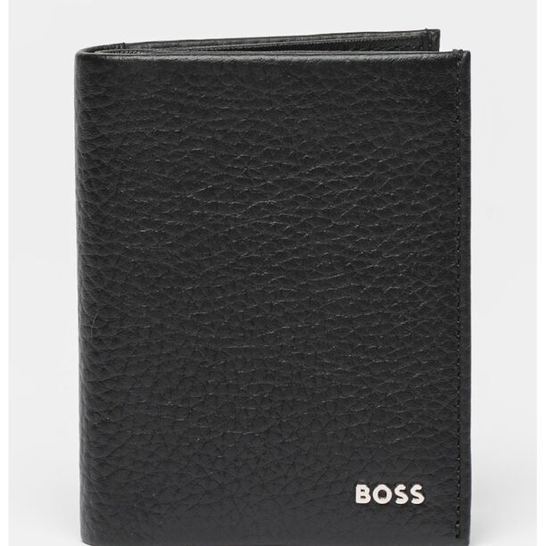 Портфейл от кожа с двойно прегъване и лого BOSS