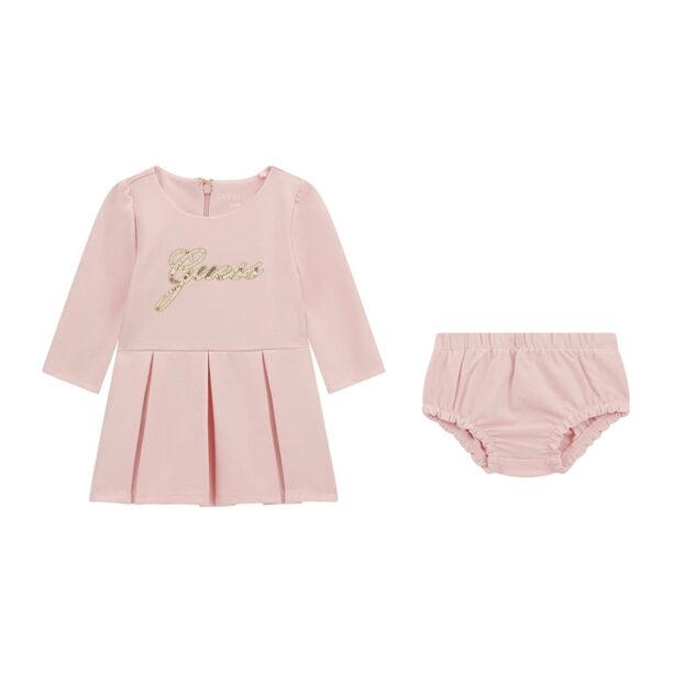 Рокля с плисе и пайети и гащички GUESS KIDS