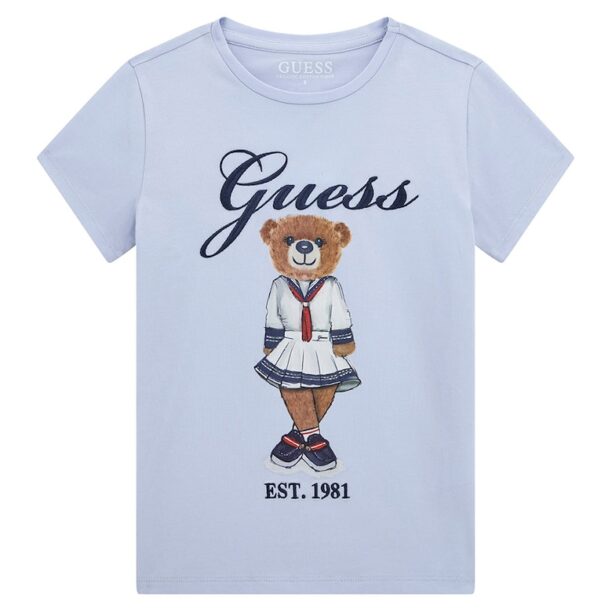 Тениска с принт на мече и бродирано лого GUESS KIDS