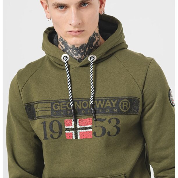 Худи с памук Fastlife с качулка и лого Geographical Norway