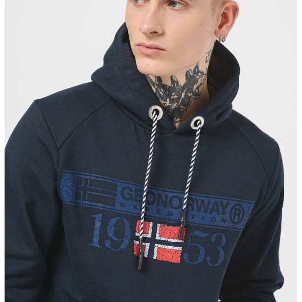 Худи с памук Fastlife с качулка и лого Geographical Norway