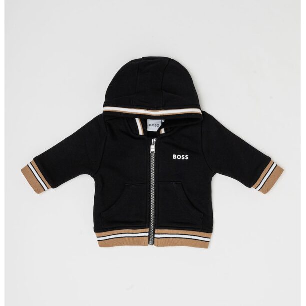 Худи с цип и скосени джобове BOSS Kidswear