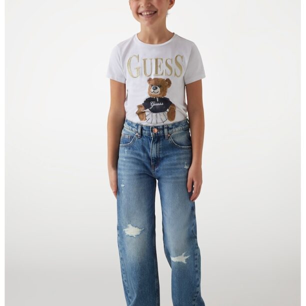 Широки дънки със захабени зони GUESS KIDS