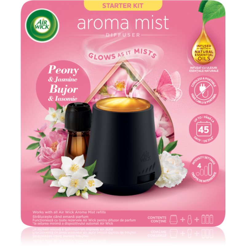 Air Wick Aroma Mist Peony & Jasmine aроматизиращ дифузер с пълнител + батерия 1 бр.