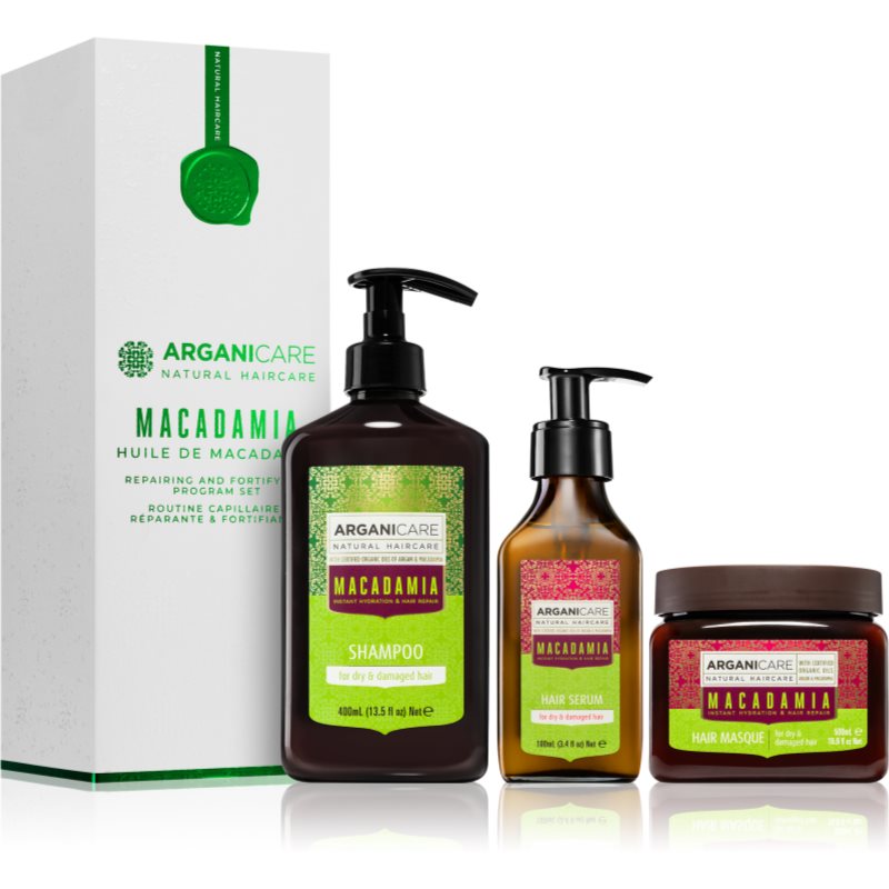 Arganicare Macadamia Repairing and Fortifying Program Set подаръчен комплект за суха и увредена коса