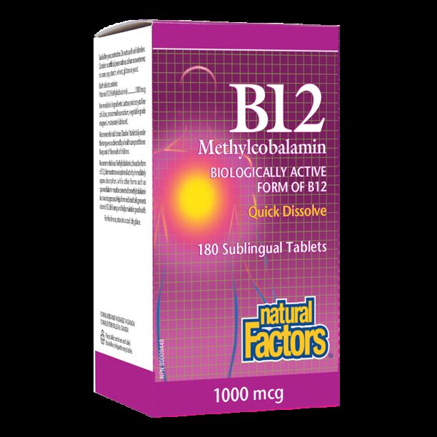 B12 Methylcobalamin/ Витамин В12 (метилкобаламин) x 180 сублингвални таблетки Natural Factors