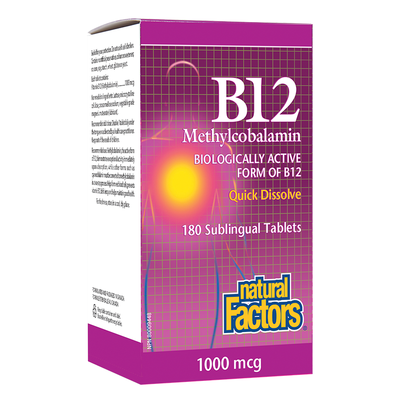 B12 Methylcobalamin/ Витамин В12 (метилкобаламин) x 180 сублингвални таблетки Natural Factors