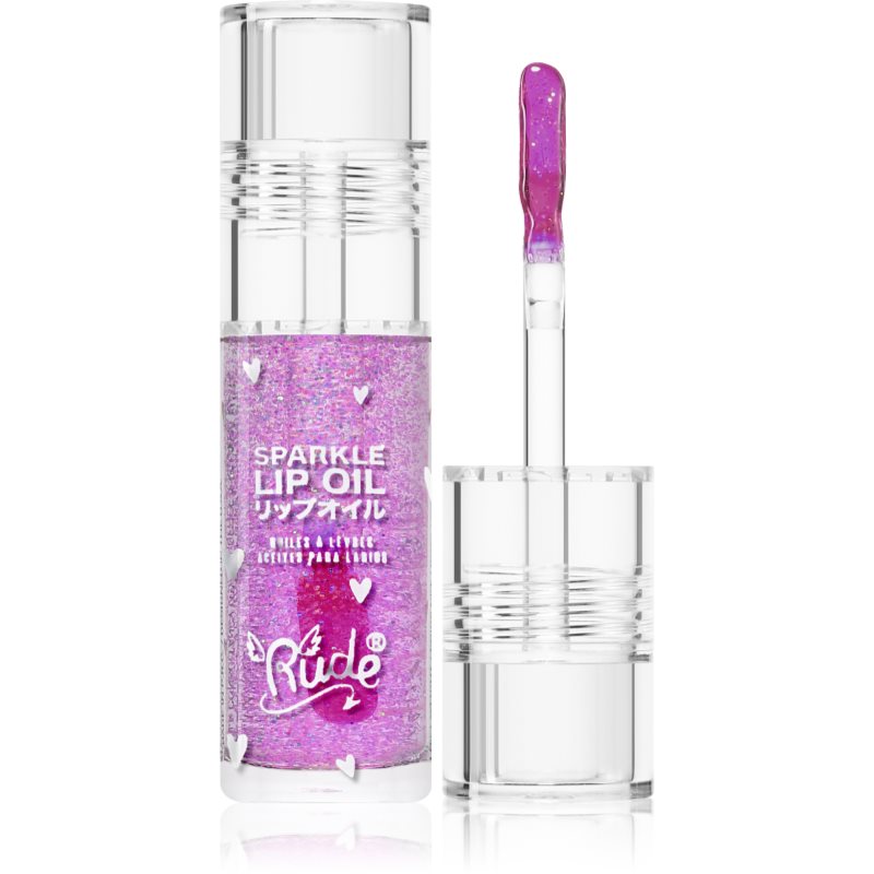 Rude Cosmetics Manga Collection Sparkle Lip Oil тониращо олио за устни с хидратиращ ефект цвят Grape 4 гр.