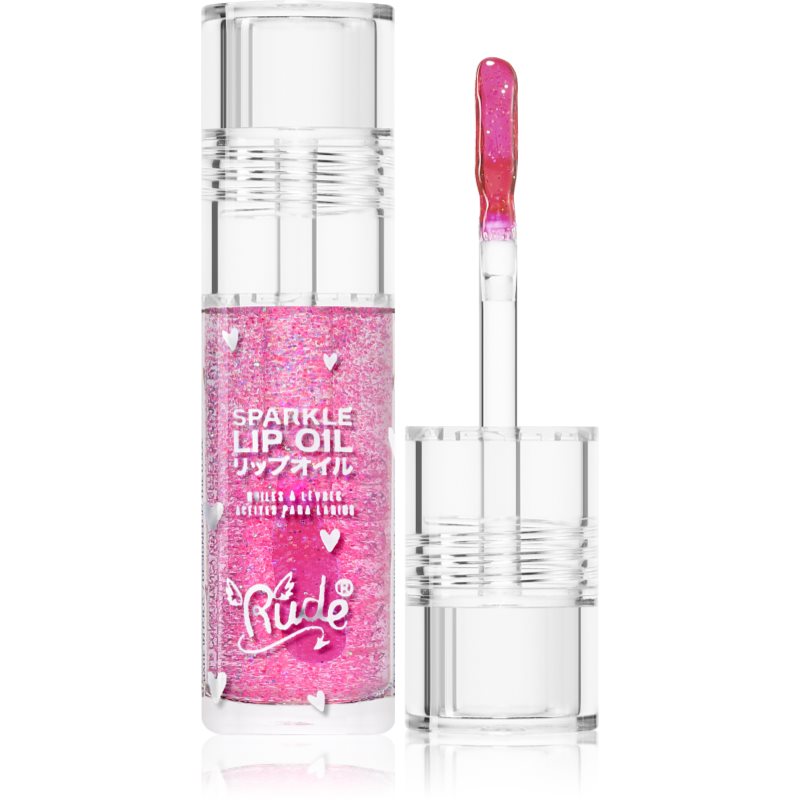 Rude Cosmetics Manga Collection Sparkle Lip Oil тониращо олио за устни с хидратиращ ефект цвят Strawberry 4 гр.