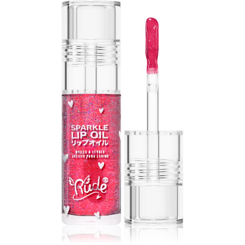 Rude Cosmetics Manga Collection Sparkle Lip Oil тониращо олио за устни с хидратиращ ефект цвят Watermelon 4 гр.