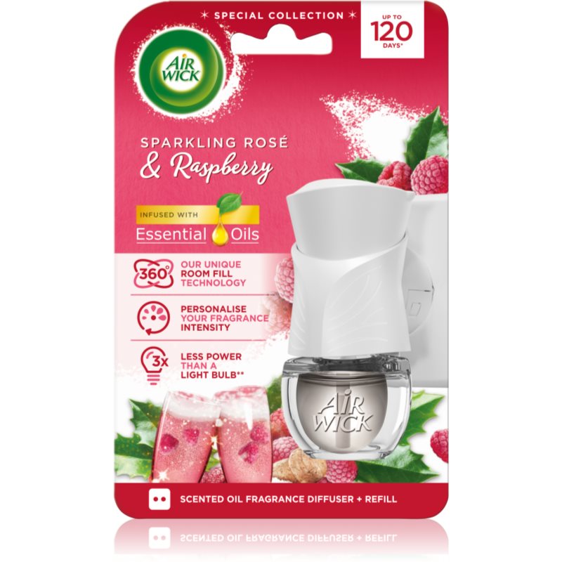 Air Wick Electric Sparkling Rose & Raspberry електрически уред за освежаване на въздуха с пълнител 19 мл.