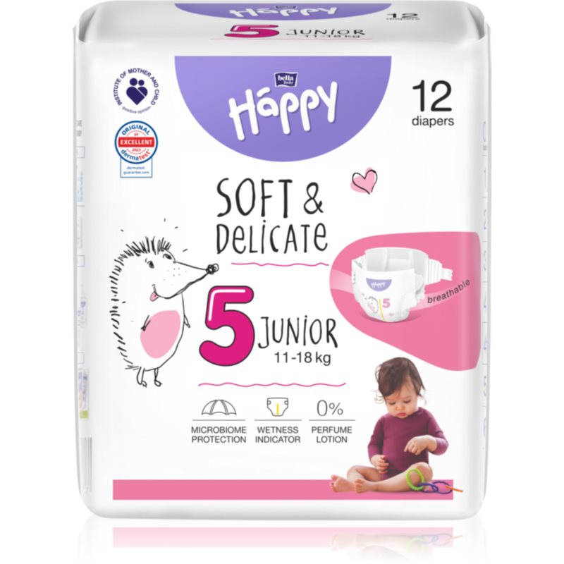 BELLA Baby Happy Soft&Delicate Size 5 Junior еднократни пелени 11-18 kg 12 бр. на ниска цена