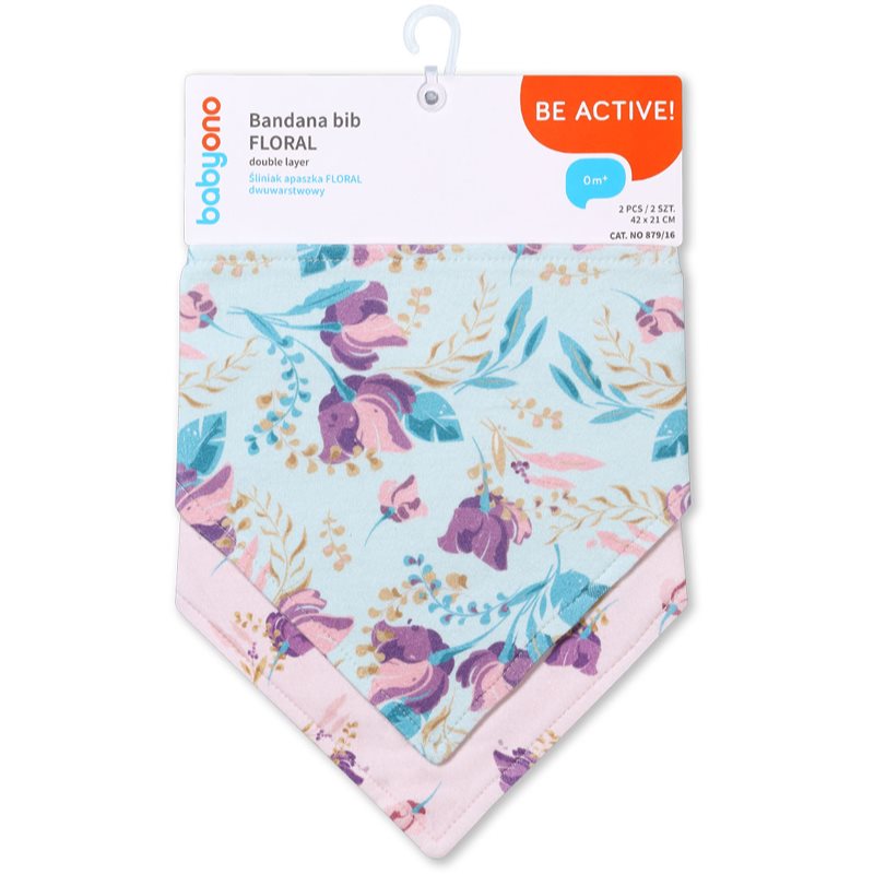 BabyOno Be Active Bandana Bib лигавник за деца от раждането им Floral 2 бр. на ниска цена