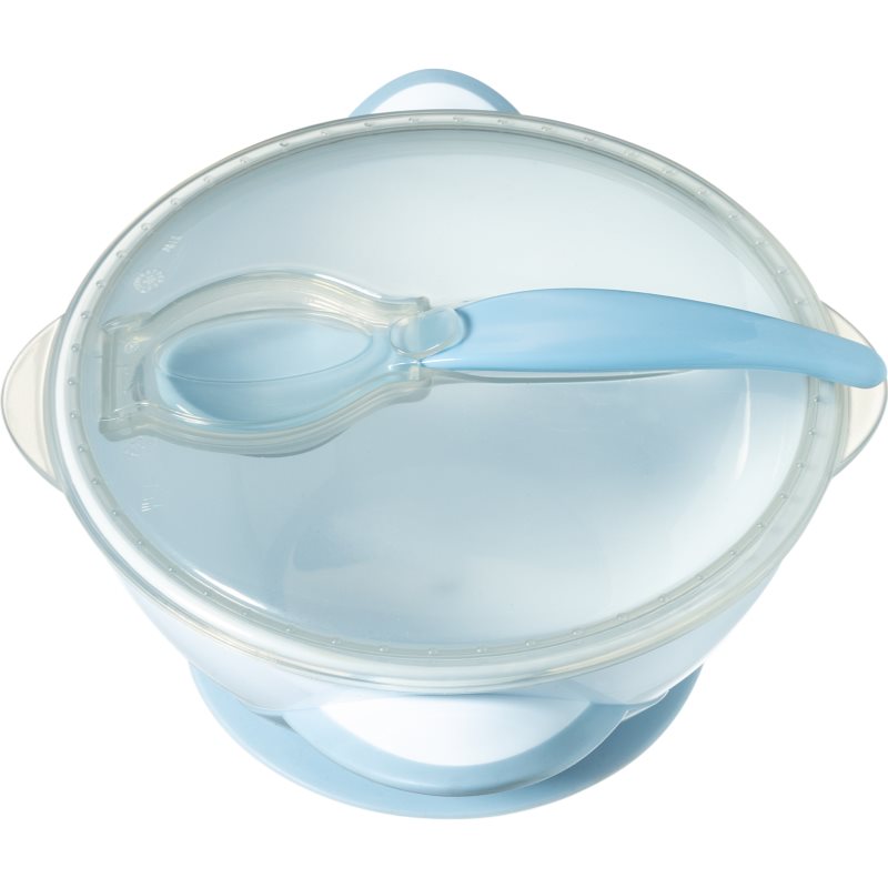 BabyOno Be Active Suction Bowl with Spoon комплект за хранене за деца Blue 6 m+ 2 бр.