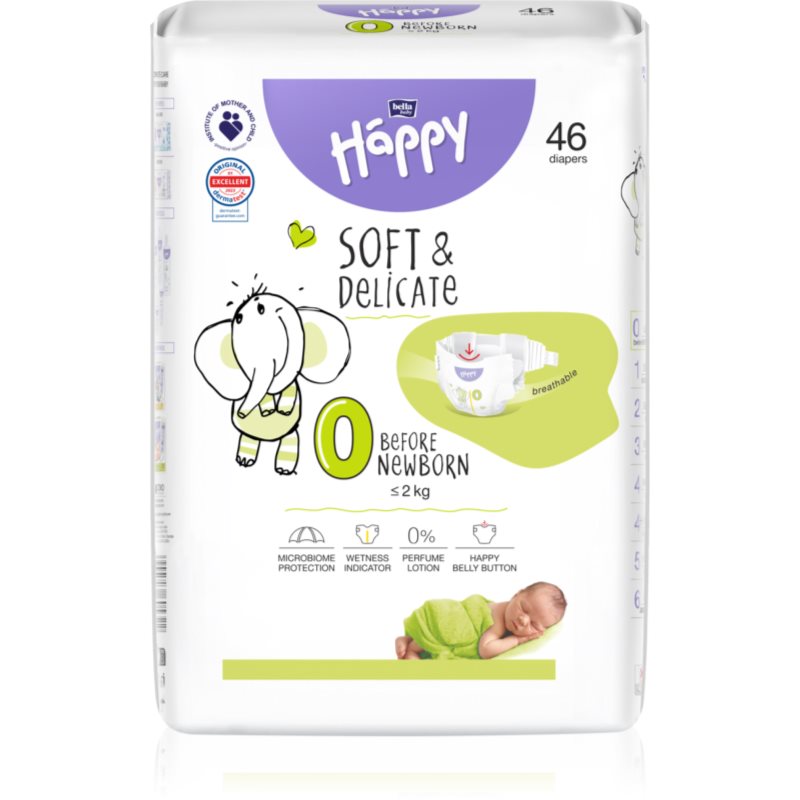 Bella Baby Happy Soft&Delicate Size 0 Before Newborn еднократни пелени ≤ 2 kg 46 бр.