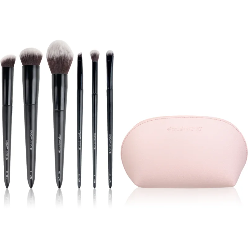 Brushworks Essentials Makeup Brush Set Complexion Комплект четки с чантичка на ниска цена