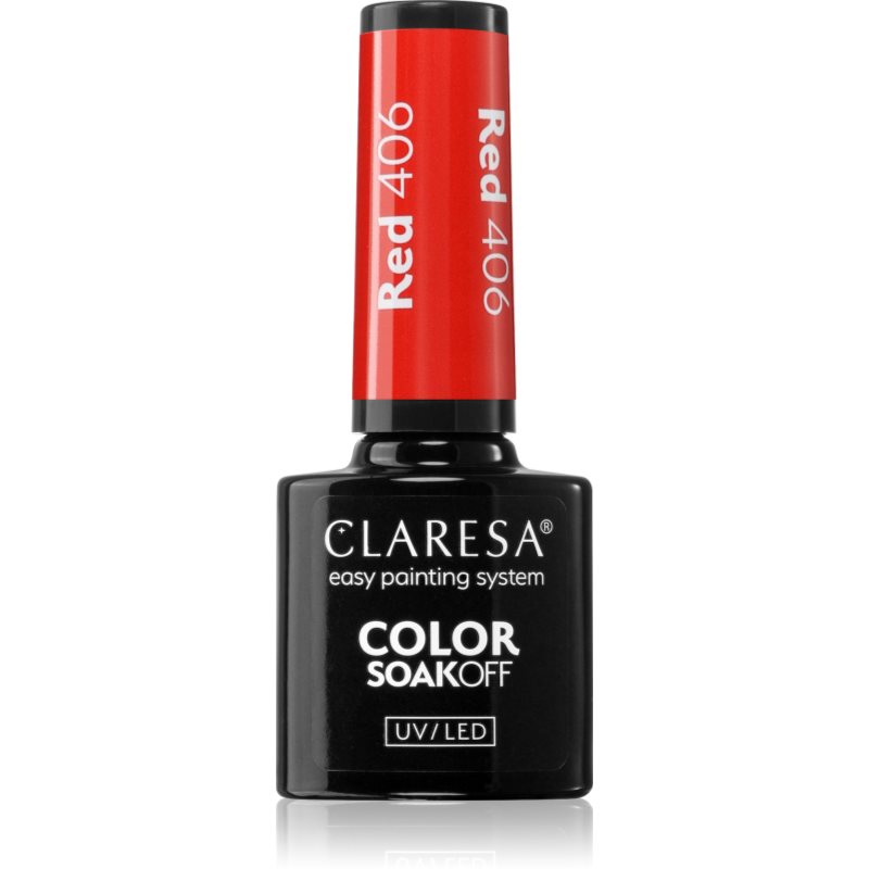 Claresa SoakOff UV/LED Color Rainbow Explosion гел лак за нокти цвят RED 406 5 гр.