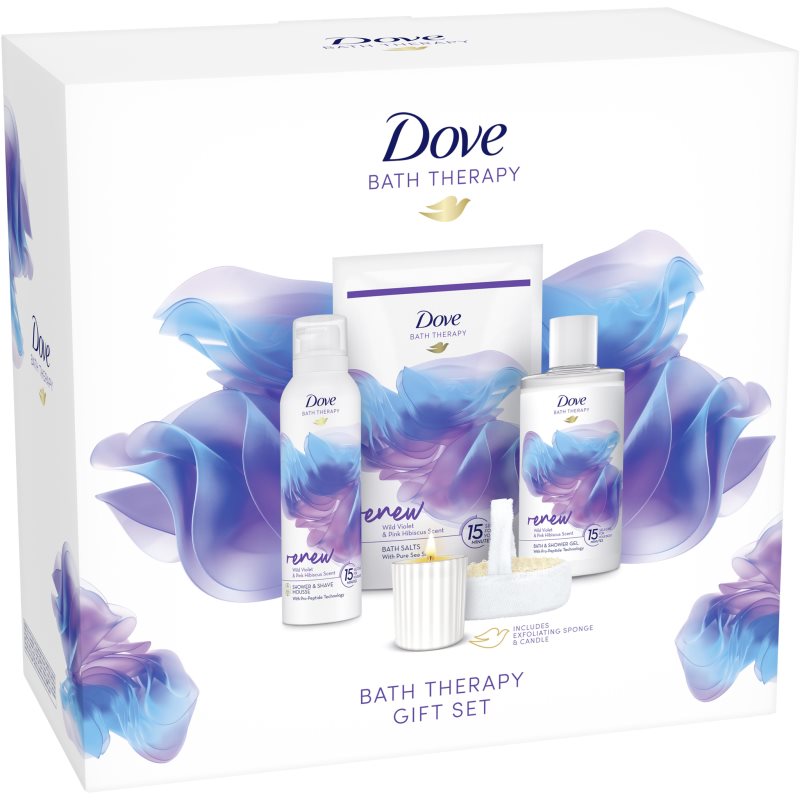 Dove Bath Therapy Renew подаръчен комплект за вана Wild Violet & Pink Hibiscus