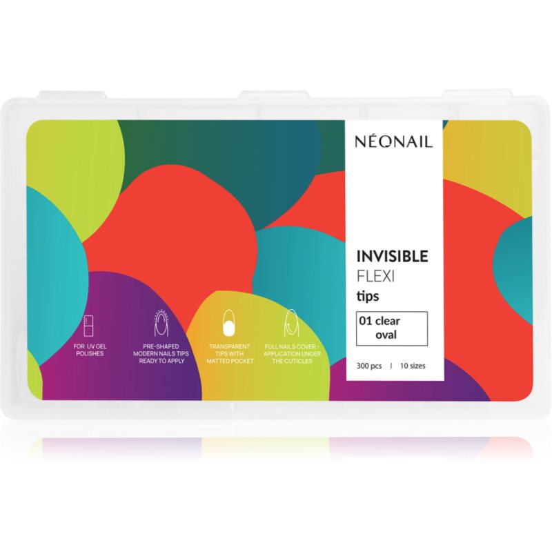 NEONAIL Flexi Tips Invisible Изкуствени нокти тип 01 Clear Oval 300 бр. на ниска цена