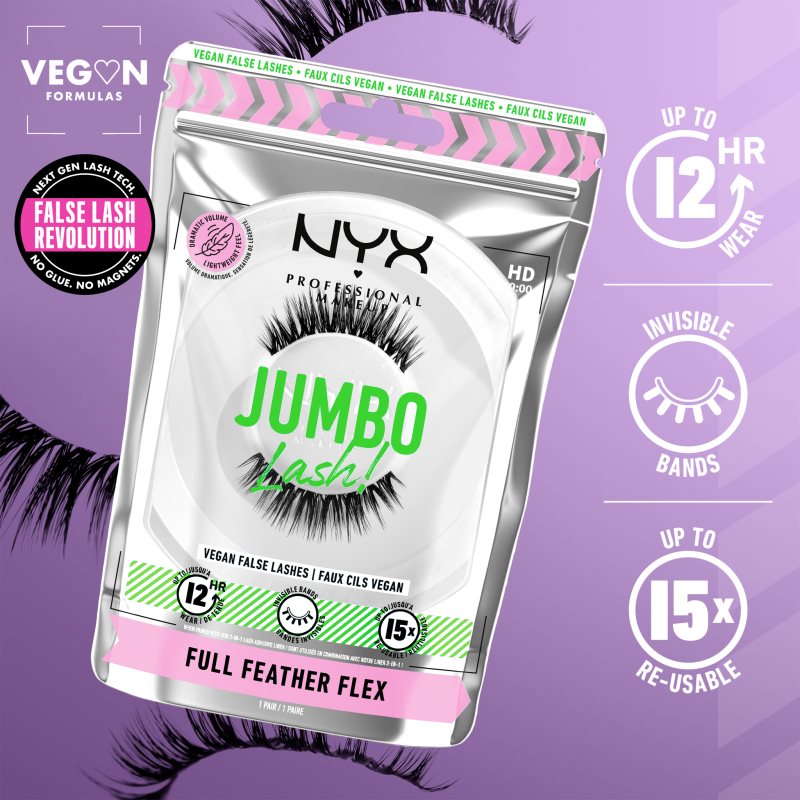 NYX Professional Makeup Jumbo Lash! изкуствени мигли тип 07 Full Feather Flex 1 чифт на ниска цена