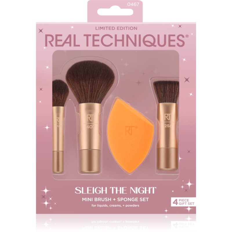 Real Techniques Sleigh The Night Mini Brush + Sponge Set комплект четки