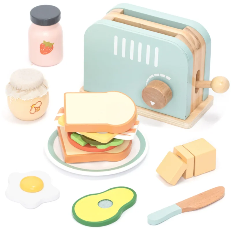 UMU Toys Toaster & Sandwich set играчка за подреждане от дърво на ниска цена